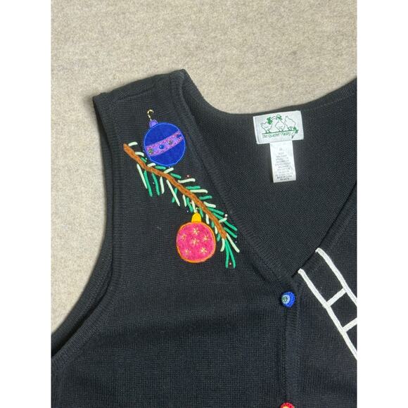 Quacker Factory Black Christmas Train Sweater Vest Toys Sz 3X Embellished Cute - Picture 5 of 9